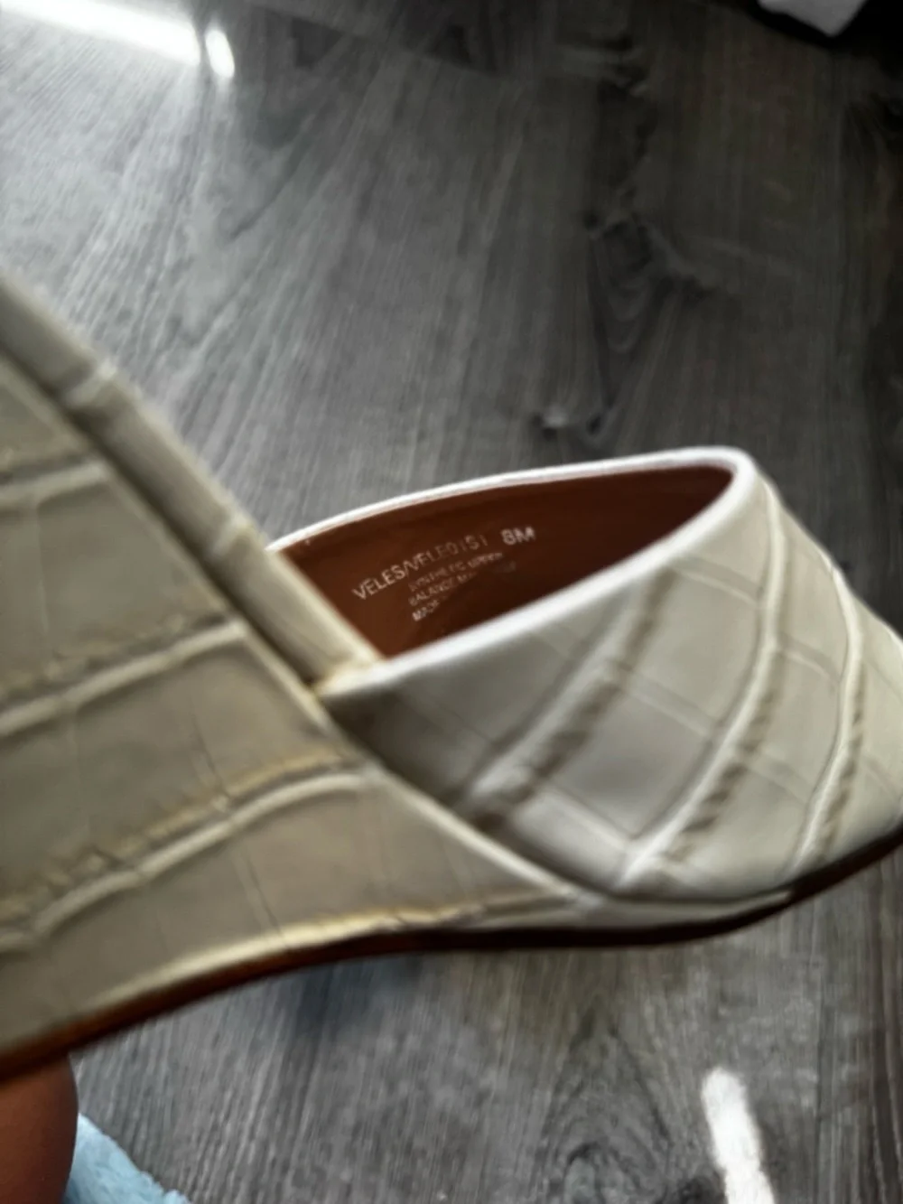 Steve Madden Cream Croc-Embossed Wedge Mules